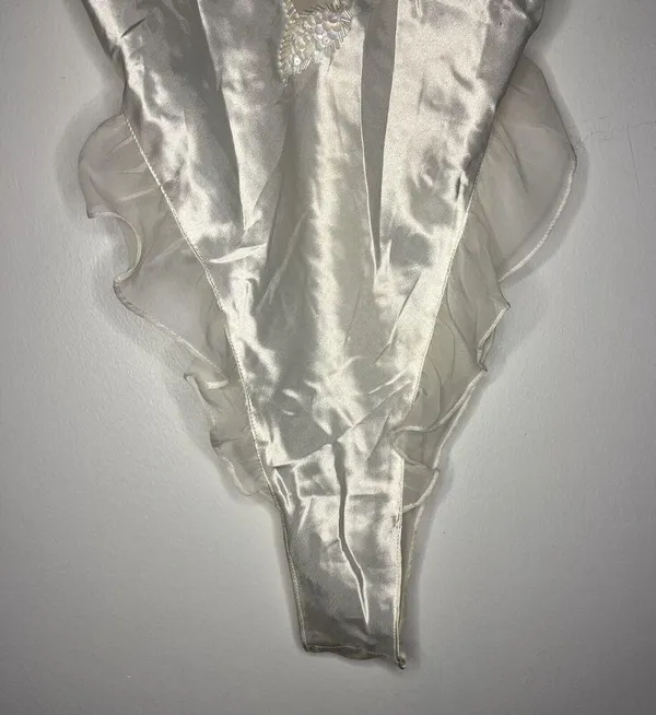 Victoria's Secret Women's Vintage 90s Embellished Teddy Lingerie Bodysuit Pearl - Image 4