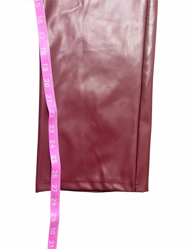 Lulus Vegan Leather High Rise Straight Leg Cropped Burgundy Pants Size Small - Image 6