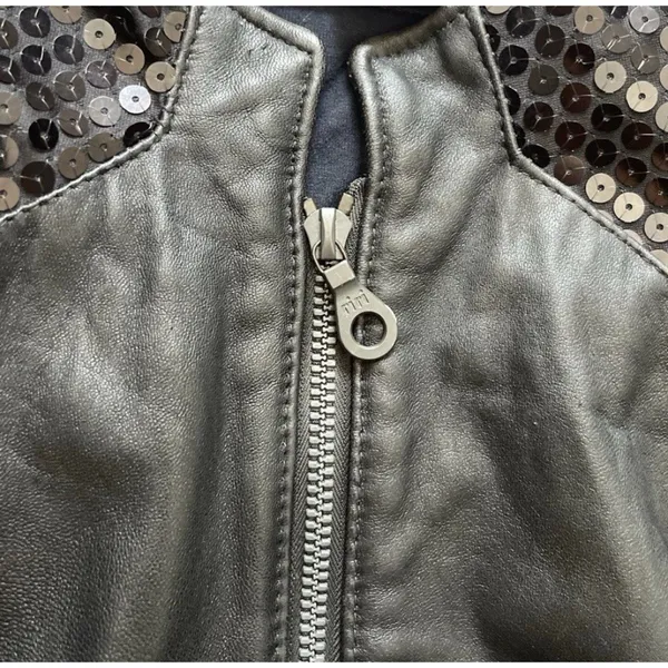 Vintage Firenze Santa Barbara Black Leather Jacket Sz Small MultiColor Moto - Image 11