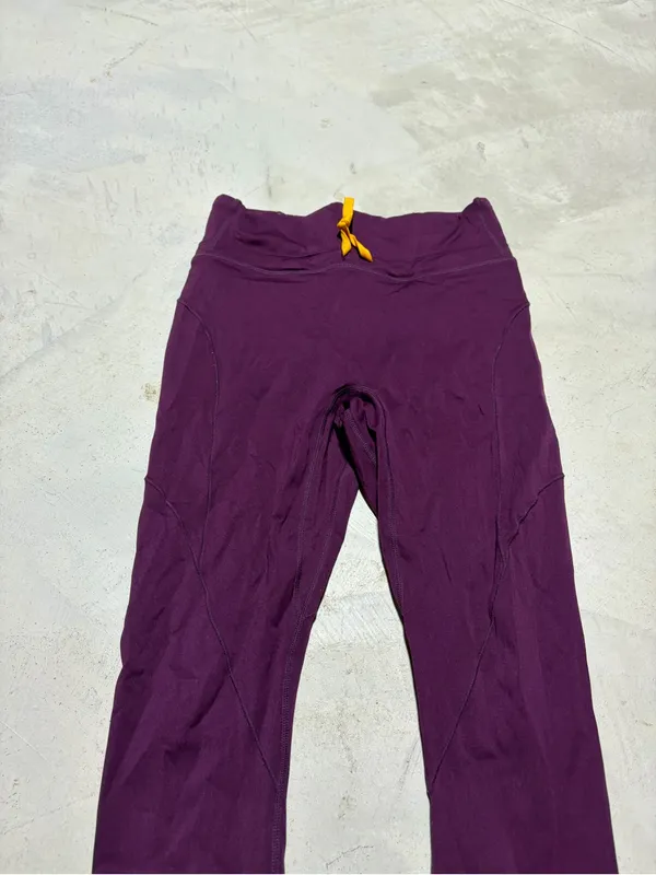 Fabletics motion365 Purple Stretch Active Leggings with Yellow Drawcord medium - Image 2