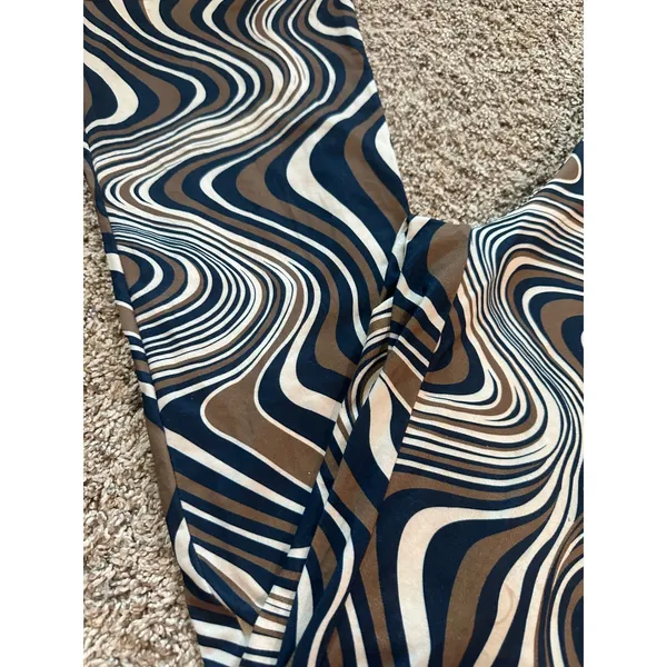 Cider‎ Womens XS Brown Navy Swirl Psychedelic Flare Leg High Waist Retro Pants - Image 4