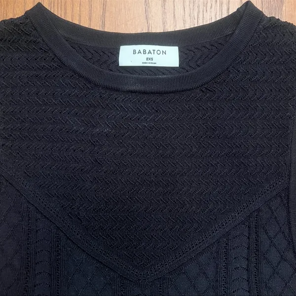 Babaton Aritzia Pointelle Stitch Stretch Sleeveless Tank Top‎ Black Size XXS - Image 5