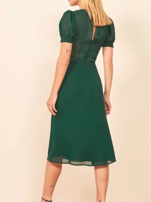 NWT Reformation Lee Dress Midi Emerald Green Size 6 - Image 3