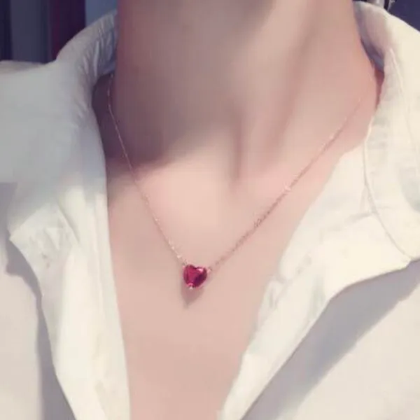 14K Rose Gold Plated Crystal Love Heart Pendant Necklace for Women - Image 5