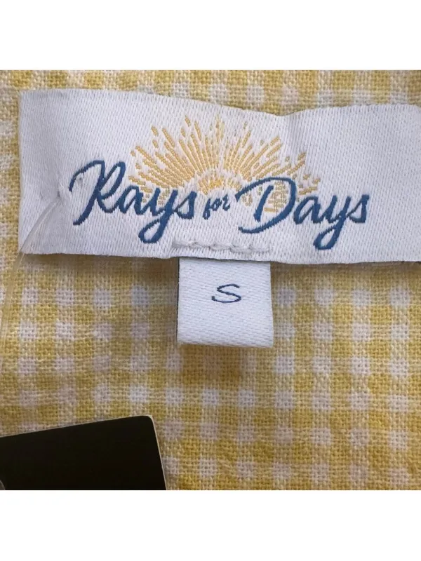 Rays For Days Summer Yellow And White Smocked Gingham Lace Up Tie Side Shorts - Image 3