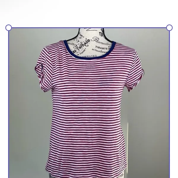 Free people Red and White Striped short sleeve Tee - Image 5