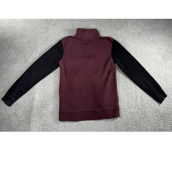 Nike Quarter Zip Pullover Women S Burgundy Black Colorblock‎ Fleece Mock Neck - Image 3