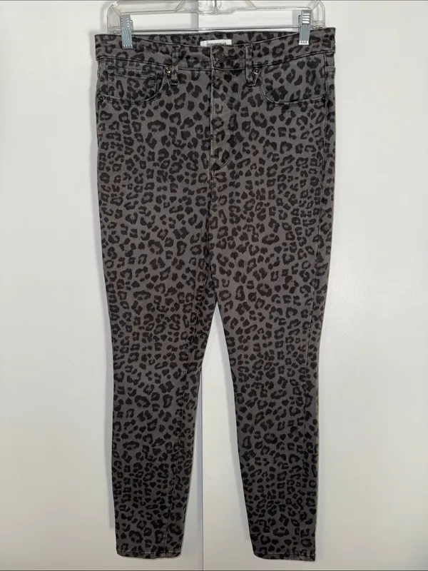 GOOD AMERICAN Good Legs Skinny Jeans Gray Animal Print Women’s 10 / 30 - Image 3
