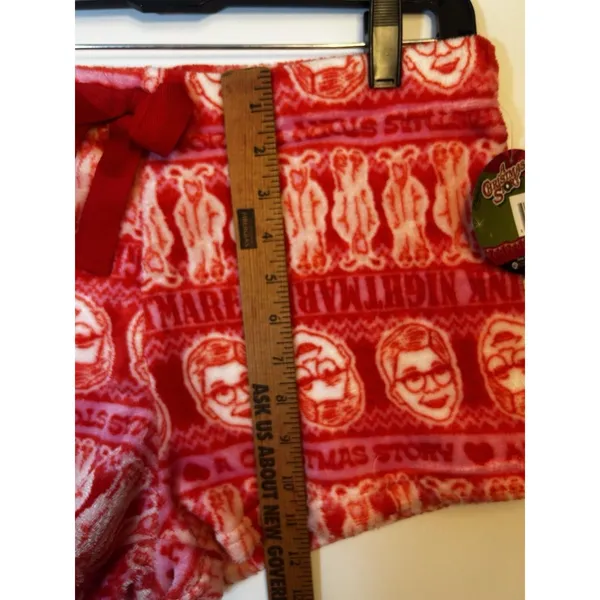 A Christmas Story Pink Red Plush Fleece Pajama Sleep Shorts Women’s Large NWT - Image 12