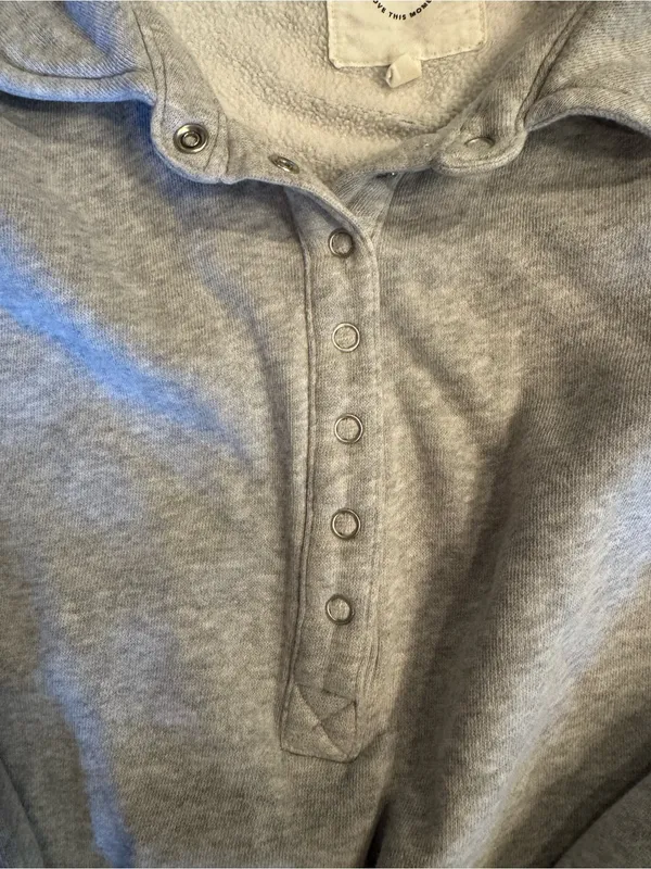 Aerie Oh Snap! Quarter-Snap Sweatshirt in Heather Gray - Size Large - Image 4
