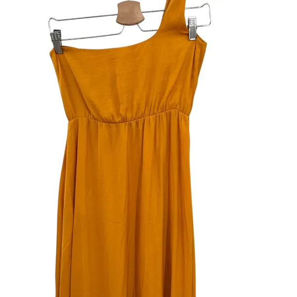 Maje Rasti One-Shoulder Dress Long High-Lo Satin Yellow Size 1 US‎ Small - Image 10