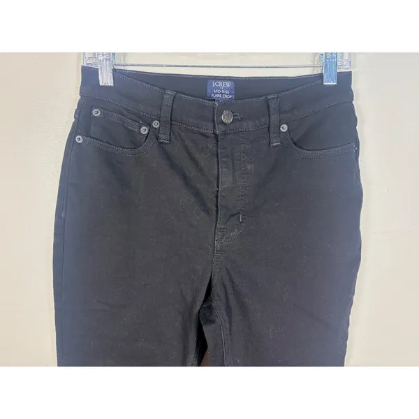 J.Crew Mid-Rise Flare Crop Jeans Womens 27 Black Excellent Re-Imagined Denim‎ - Image 6
