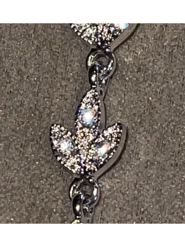 Vintage 80s Napier Silver Tone Leaf Link Tennis Bracelet USA - Image 2