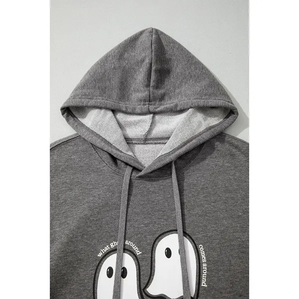 Halloween Ghost Print Mineral Wash Oversize Hoodie - Medium - Image 5