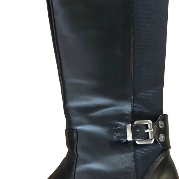 Anne Klein Faux Leather Tall Knee Boots 8.5 Side Zip Stretch Calf 1.5” Heel - Image 5