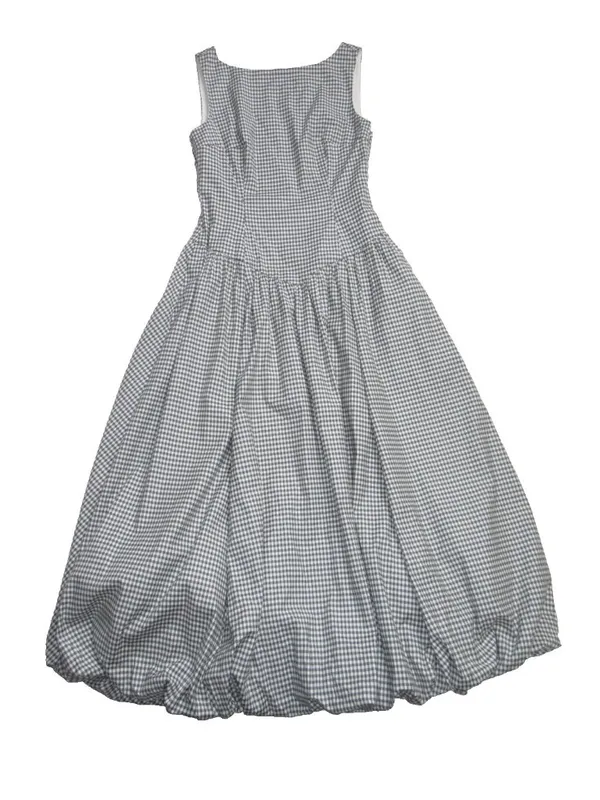 NWT Reformation Elvira in Slate Check Gingham Cotton Bubble Hem Midi Dress 6 - Image 4