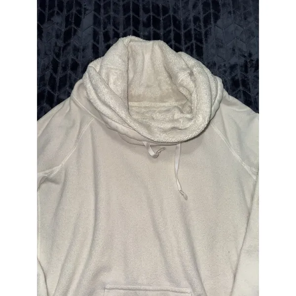 LULULEMON Don't Hurry Be Happy Pullover ivory Fleece Cowl Neck Rare Sz 6 - Image 2