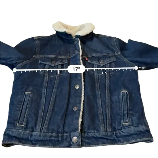 Levi’s Sherpa Trucker‎ Jacket Women’s Size XS Type III Denim Lined Classic Fit - Image 7