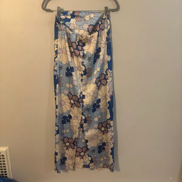 Zara Strapless Floral Dress - Blue and White - Image 2