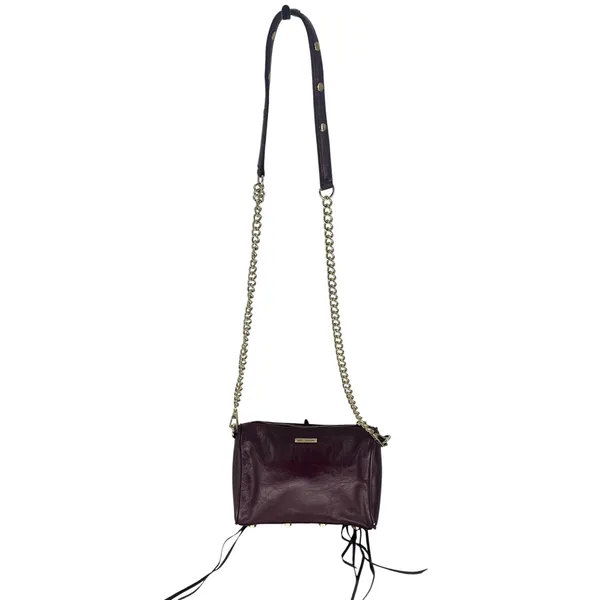 Rebecca Minkoff Mini 5 Zip Crossbody‎ Bag Burgundy Leather Chain - Image 5