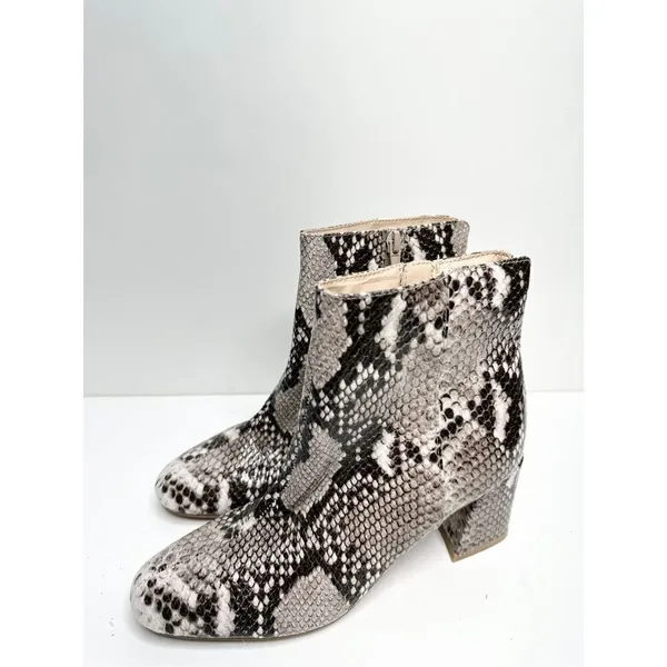Chinese Laundry Snakeskin Print Block Heel‎ Ankle Boots Grey Black Size 6 - Image 5