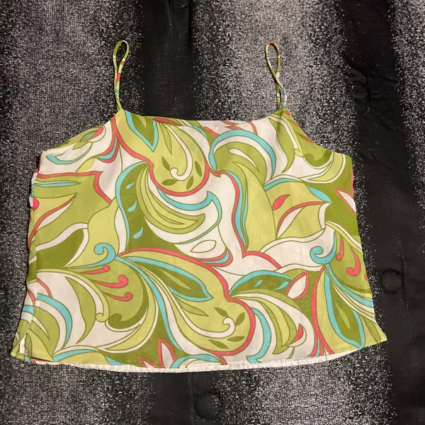 Womens sz14 Surreal psychedelic swirl spaghetti strap camisole tank top - Image 3