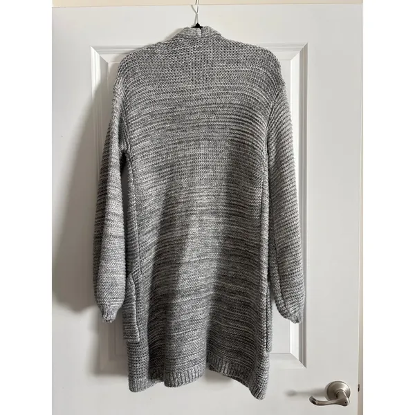 Abercrombie‎ & Fitch Grey Chunky Knit Open Front Long Cardigan Sweater Small - Image 4