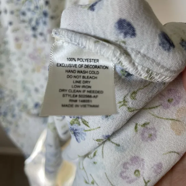 Monteau Los Angeles Floral Print Midi Dress Cream Cap Sleeves Women's Size Large - Image 8