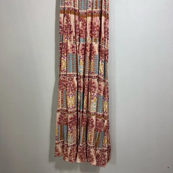 NWT Angie Pink and Brown Ruffled Tiered Maxi Sundress - Image 4