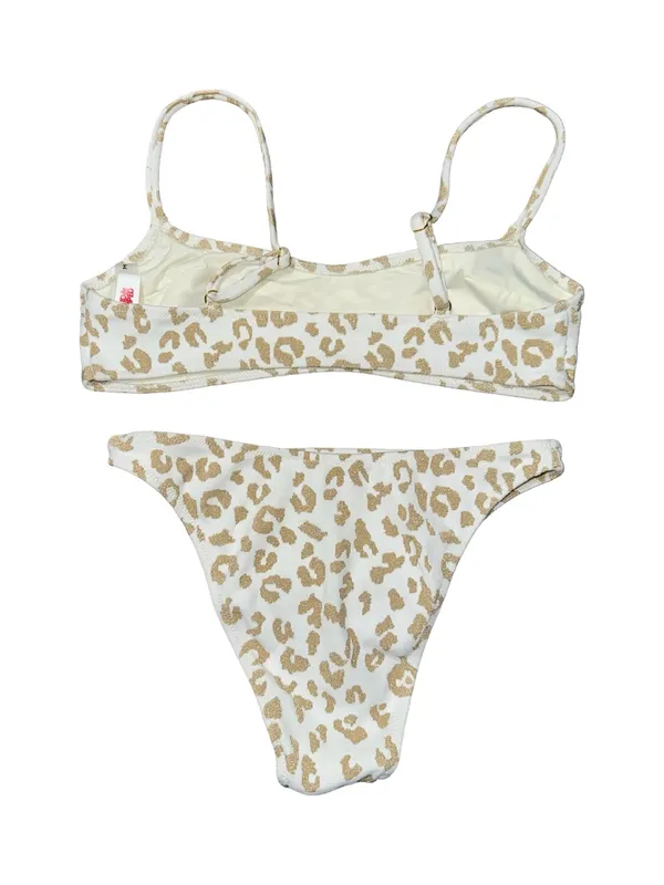 SOLID & STRIPED Women’s Size M Top S Bottom White Gold Leopard Print Bikini - Image 8