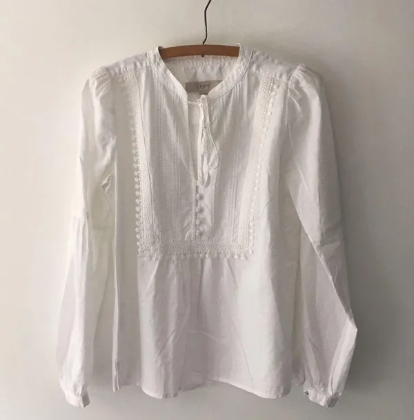 Loft Peasant Top Embroidered Bell Sleeve - Image 2