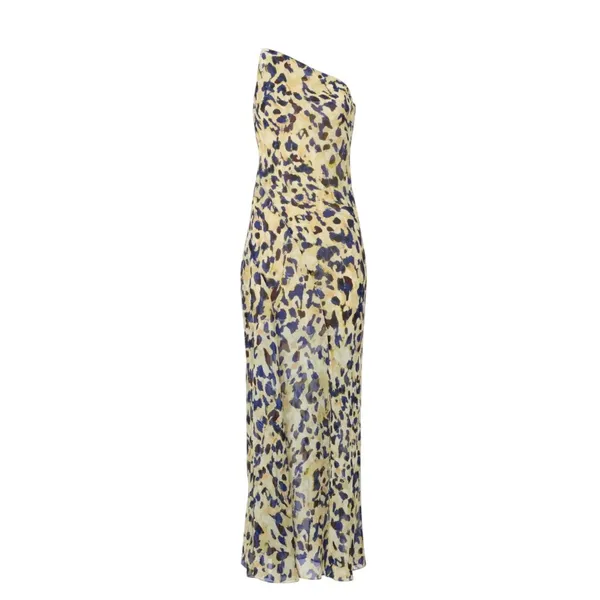 Shona Joy Leopard Chiffon Gown SIZE 4 One Shoulder Dress Formal Designer $480 - Image 8