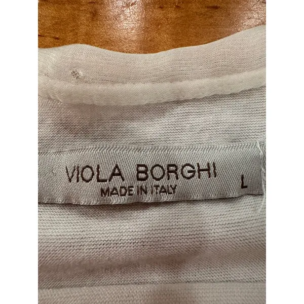 Viola Borghi Italy 100% Silk Floral Boho Kimono Blouse Top White Pink L Large - Image 7