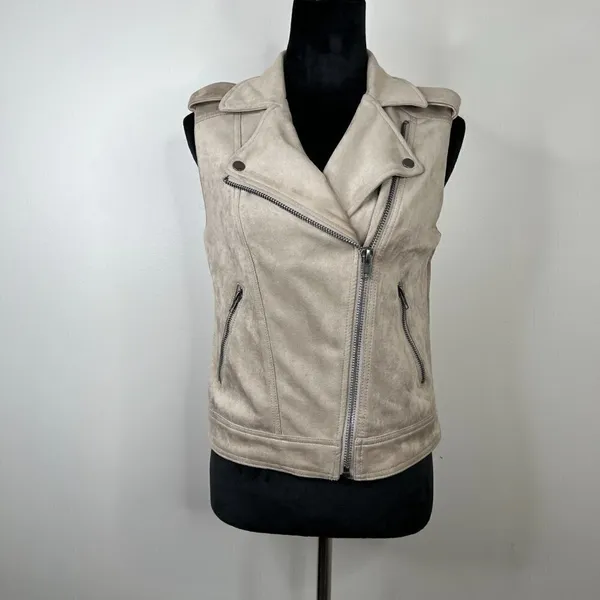 Philosophy Faux Suede/Leather Zip Front Vest‎ Size Small - Image 6