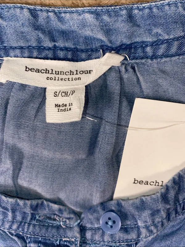 beachlunchlounge Light Blue Denim Button-Front Dress - Image 2