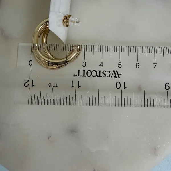 14 Gold Plated XP Womens Triple Layer Chunky Hoop Earrings‎ - Image 6
