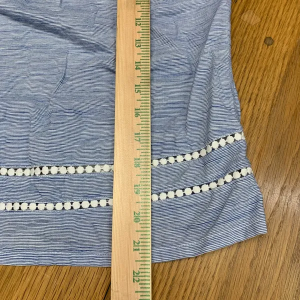 Banana Republic Blue White Striped Cotton Linen Sleeveless Top XS Eyelet‎ Trim - Image 3