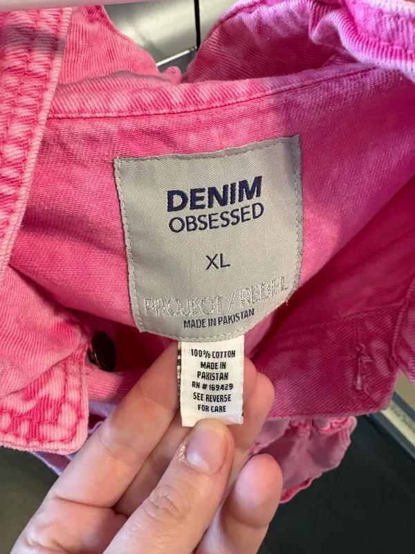 Pink Short Sleeve Denim Romper Size XL - Image 2