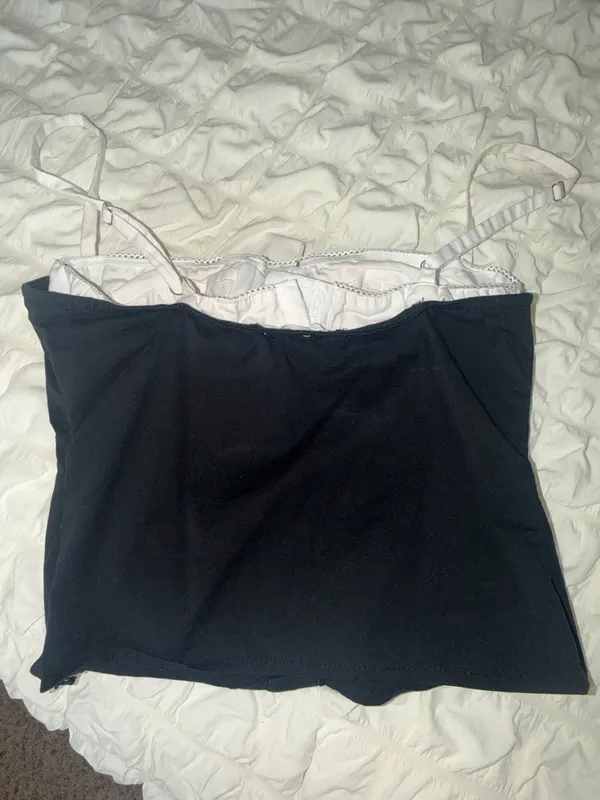 Black corset top with buttons and underwire bra - Image 2