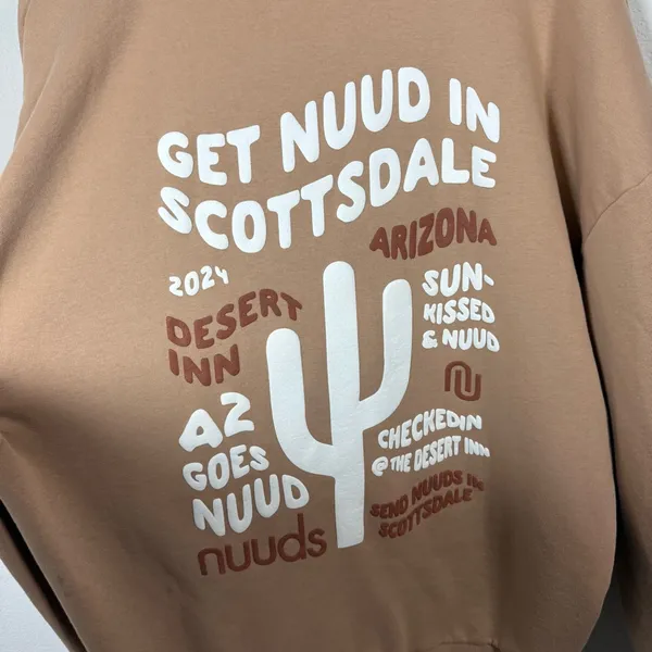 Nuuds Pullover Scottsdale Arizona Cactus Crewneck Tan Beige Size Large L - Image 9