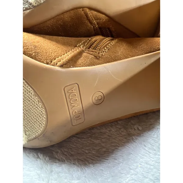 Tan Faux Suede Block Heel Ankle Boots Western Boho Indie Size 8 - Image 6