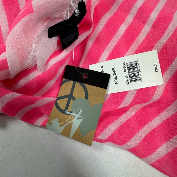Steve Madden‎ Pink and White Striped Oversized Scarf or Wraps - 74"x40" - NEW. - Image 11