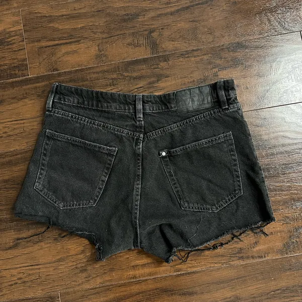 Ripped Black Jean Shorts Size 6 - Image 2