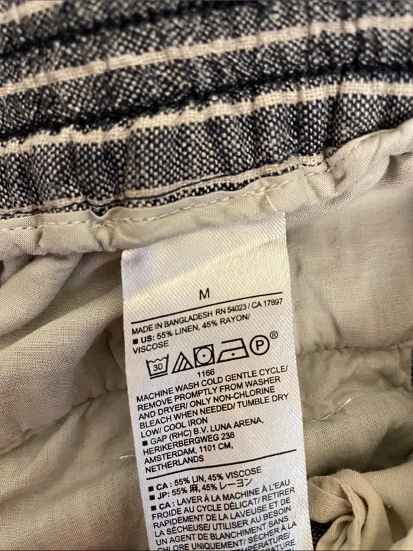 Banana Republic Women’s Linen Blend Striped Blue White Cropped Wide Leg Pants - Image 9