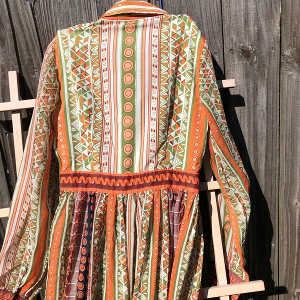 Mooerkerr Green/Orange Long Sleeve Maxi Dress Medium - Image 10