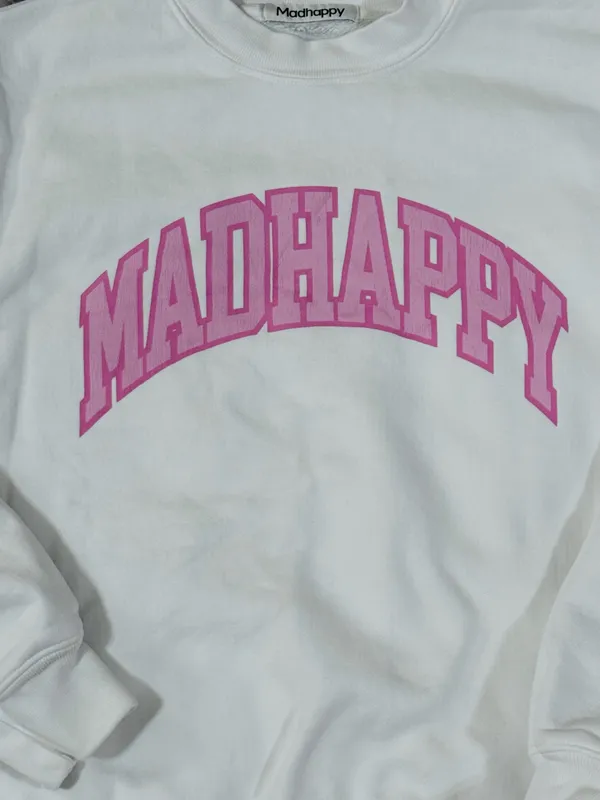 Madhappy Campus Fleece Crewneck Collection White Pink L - Image 3