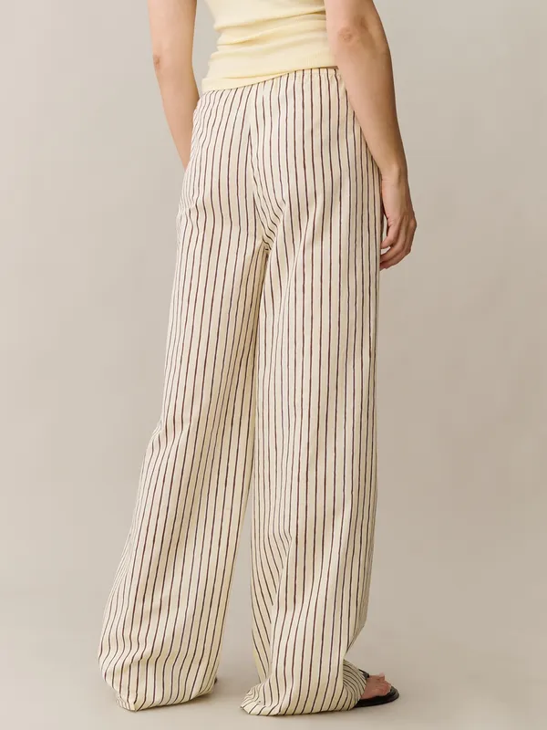 NWT Few Moda Beatriz Cotton Pant size Large L drawstring yellow brown stripe opt - Image 4