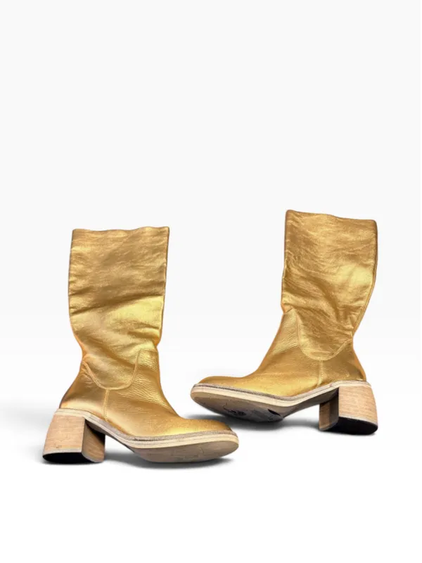 Free People Essential Tall Slouch Boots Metallic Gold Size 38 - Image 5