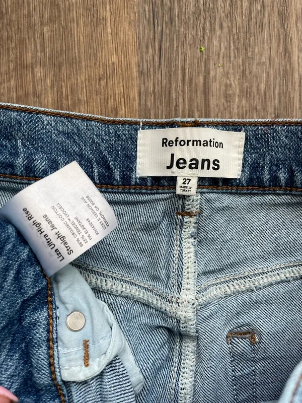 Reformation Liza Ultra High Rise Straight Jeans Medium Wash Denim Size 27 - Image 3