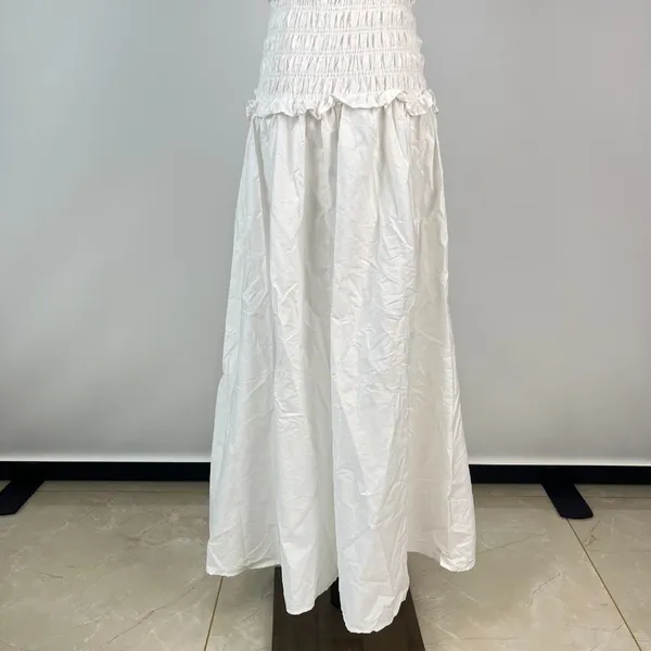 NWOT FARM RIO Cotton Sleeveless Rushed Bodice Midi Dress White Sundress Size S - Image 10
